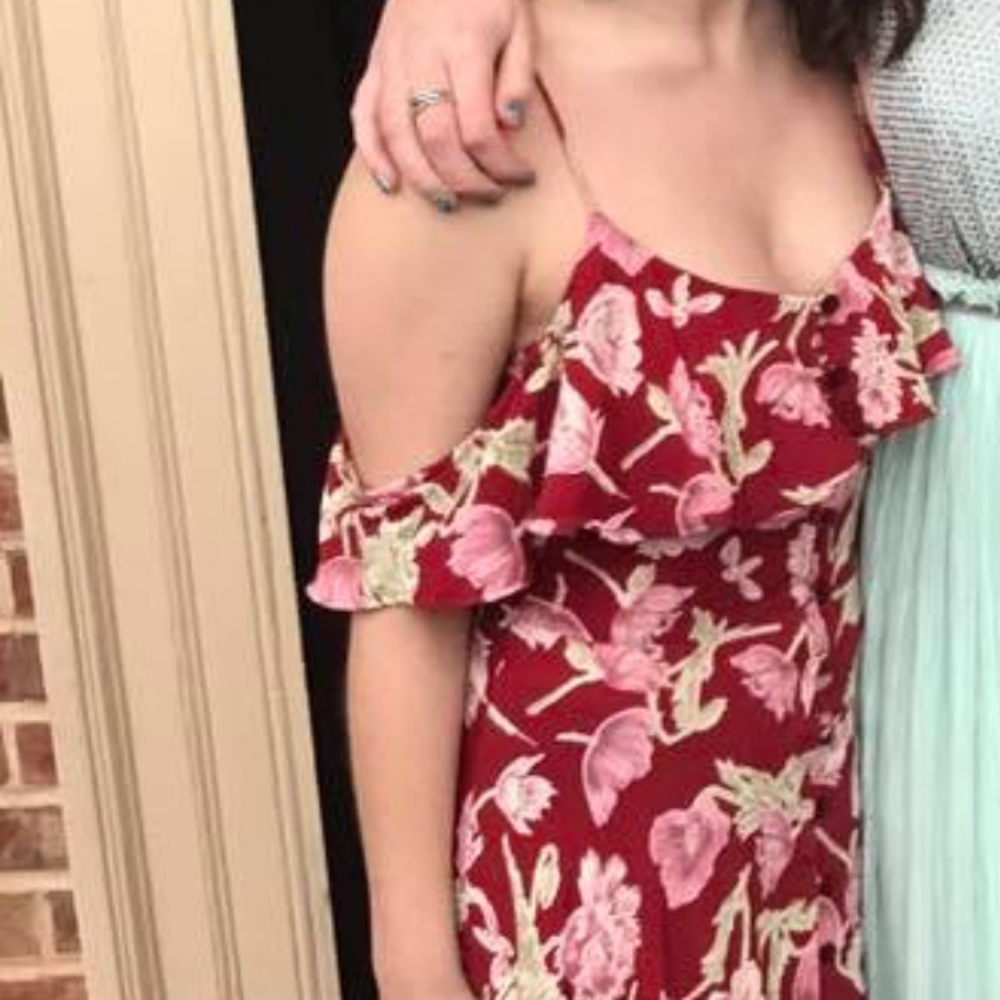 Topshop PETITE red floral maxi dress